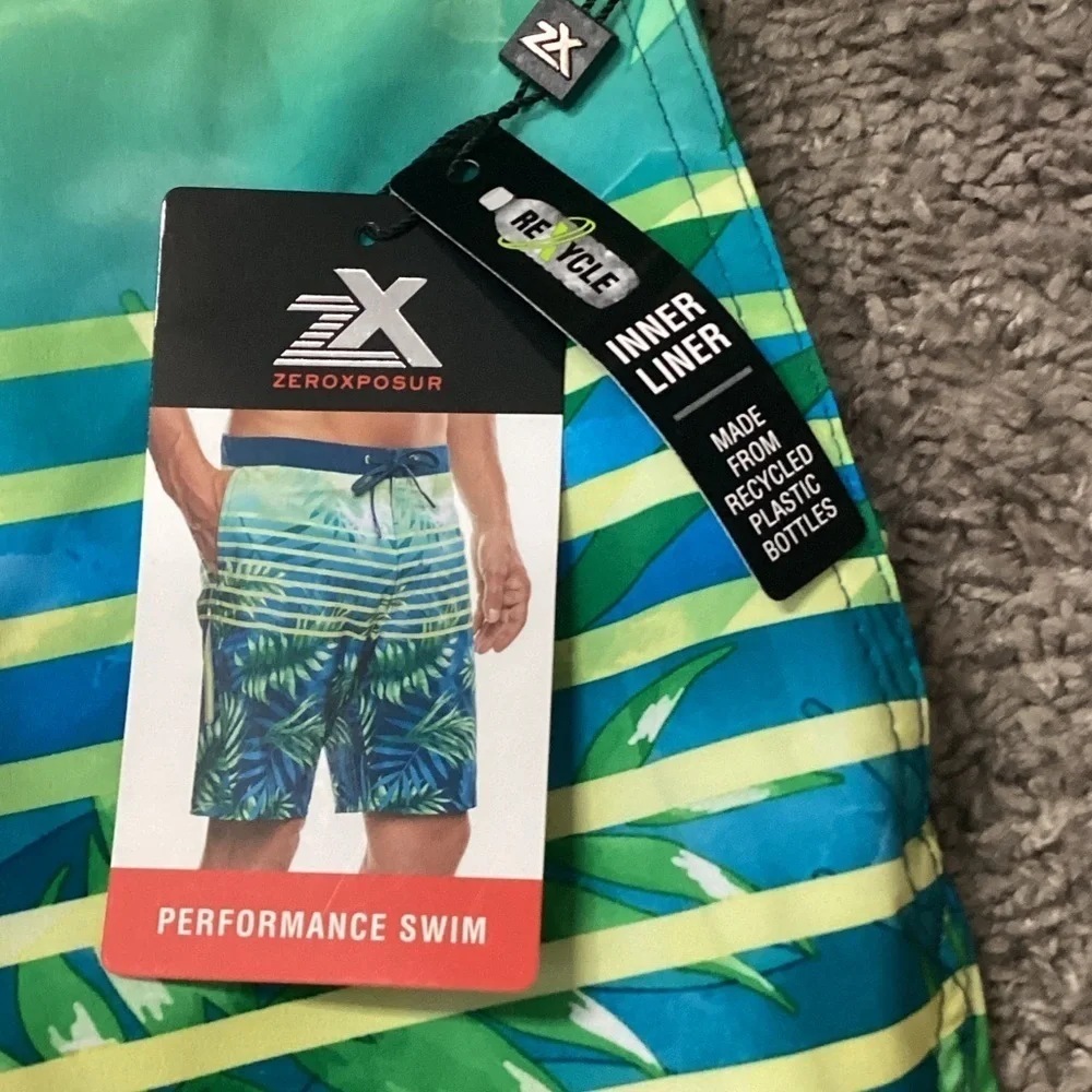 ZeroXposur Tropical Leaf Print Swim Shorts